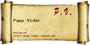 Papp Vidor névjegykártya
